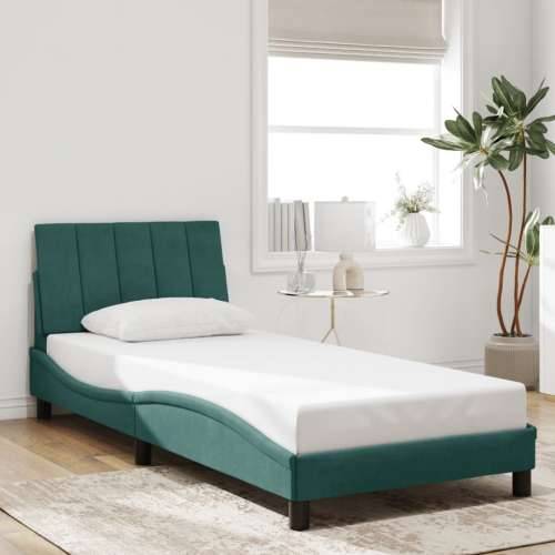 Okvir kreveta s LED svjetlima tamnozeleni 90x190 cm baršunasti - Tamnozelena 90 x 190 cm Cijena