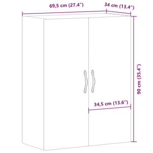 Zidni ormarić boja starog drva 69,5x34x90 cm konstruirano drvo - Staro drvo 1 Cijena
