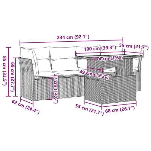 5-dijelni vrtni set sofa s jastucima bež od poliratana - bež i krem sa spremištem 1 Cijena