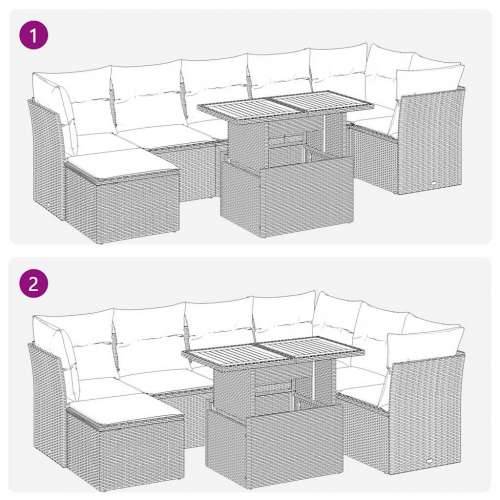 Vrtna garnitura - 8-dijelni set vrtnih sofa od poliratana s jastucima bež - bež i krem stol + 3x srednja + 3x kutna + tabure 1 Cijena