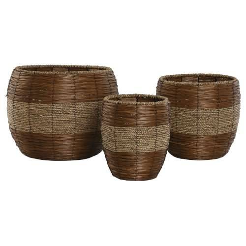 Set žardinjera Home ESPRIT Prirodno Metal Vlakna Tropsko 33 x 33 x 30 cm Cijena