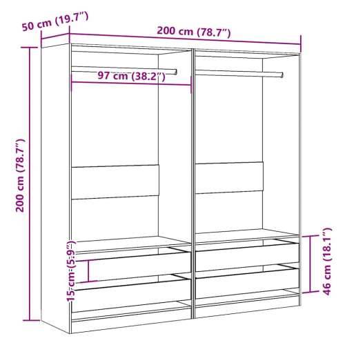 Ormar boja staro drvo 100 x 50 x 200 cm od konstruiranog drva - Staro drvo 100 x 50 x 200 cm 1 2 ladice Cijena