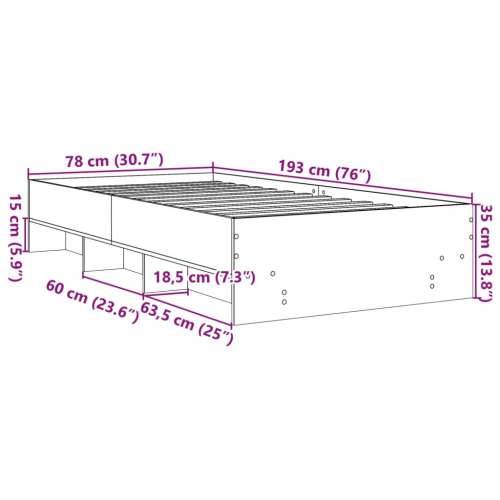 Okvir za krevet crni 75 x 190 cm od konstruiranog drva - Crna 75 x 190 cm Cijena