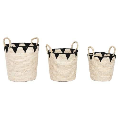 Set košara Home ESPRIT Crna Prirodno Prirodno vlakno Boho 37 x 37 x 43 cm (3 Dijelovi) Cijena