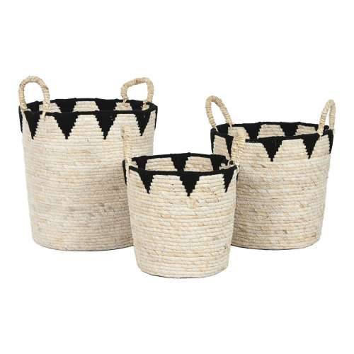 Set košara Home ESPRIT Crna Prirodno Prirodno vlakno Boho 37 x 37 x 43 cm (3 Dijelovi) Cijena