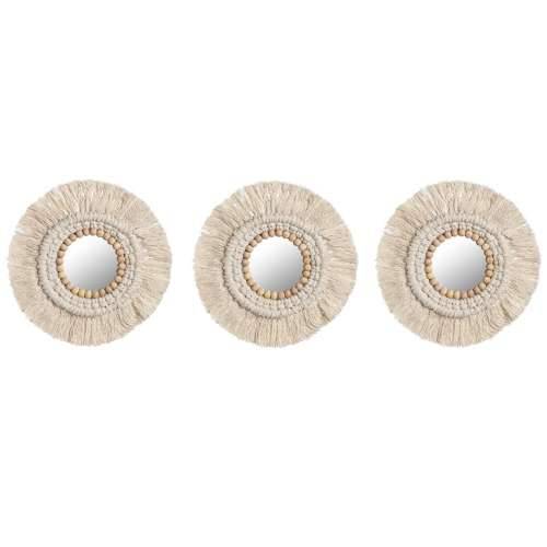 Set Ogledala Home ESPRIT Bijela Boho 20 x 1 x 20 cm (3 Dijelovi) Cijena