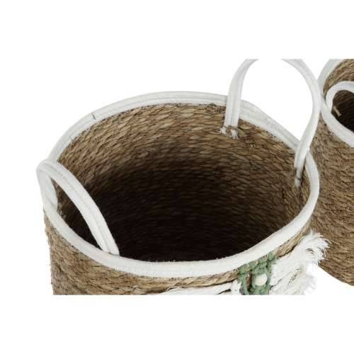 Set košara Home ESPRIT Bijela Zelena Prirodno Prirodno vlakno Tropsko 39 x 39 x 47 cm (3 Dijelovi) Cijena