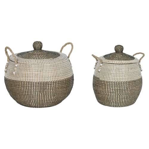 Set košara Home ESPRIT Bijela Crna Prirodno 45 x 45 x 48 cm (2 Dijelovi) Cijena