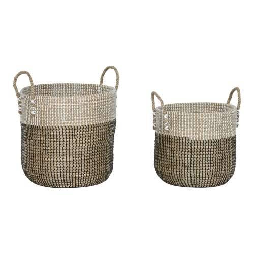 Set košara Home ESPRIT Bijela Crna Prirodno 44 x 44 x 49 cm (2 Dijelovi) Cijena