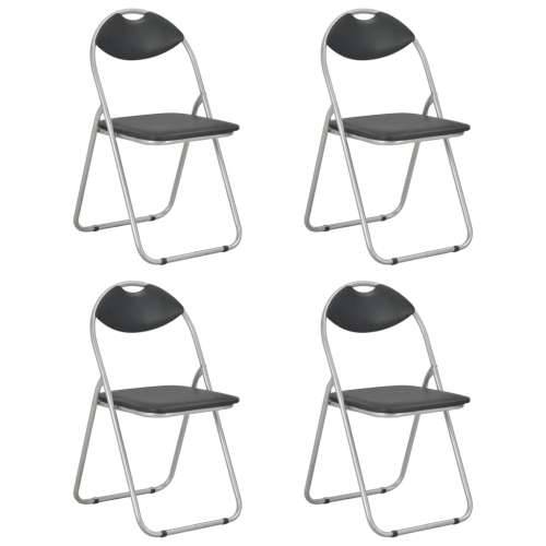 Sklopive blagovaonske stolice od umjetne kože 4 kom crne