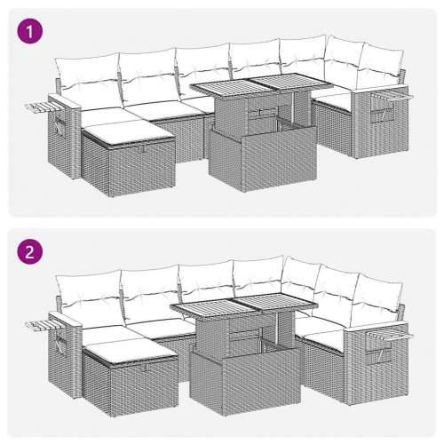 5-dijelni vrtni set sofa s jastucima bež od poliratana - bež i krem sa spremištem 1 Cijena