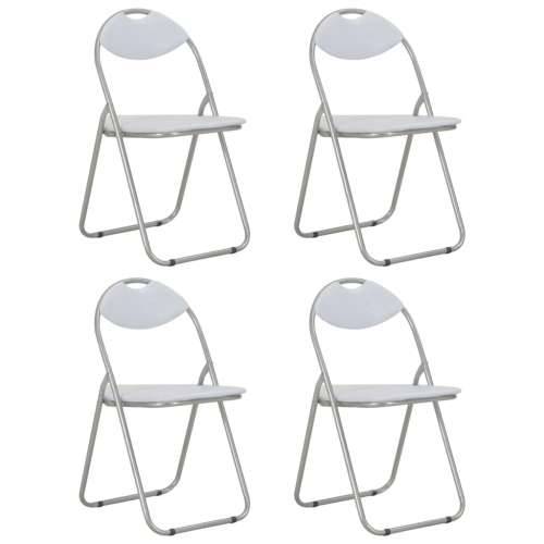 Sklopive blagovaonske stolice od umjetne kože 4 kom bijele