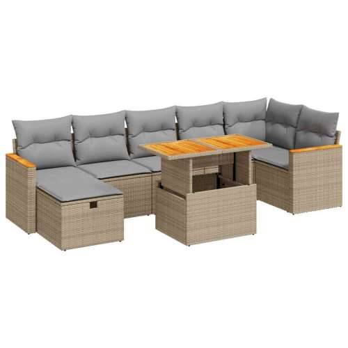 5-dijelni vrtni set sofa s jastucima bež od poliratana - bež i siva sa spremištem 1 Cijena