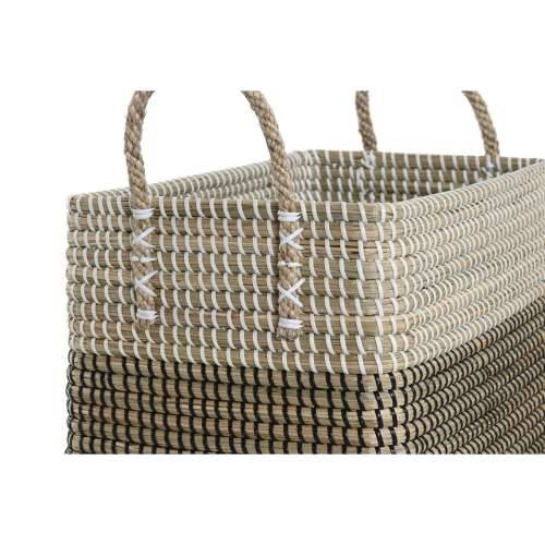 Set košara Home ESPRIT Bijela Crna Prirodno Morska trava Boho 44 x 25 x 38 cm (2 Dijelovi) Cijena