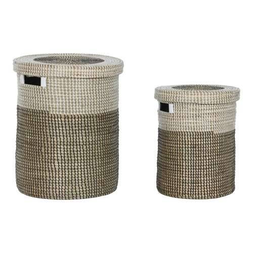 Set košara Home ESPRIT Bijela Crna Prirodno Morska trava 44 x 44 x 51 cm (2 Dijelovi) Cijena