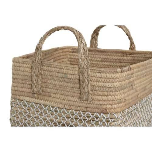 Set košara Home ESPRIT Bijela Prirodno Svijetlo smeđi PVC Morska trava Trske 43 x 38 x 36 cm (2 Dijelovi) Cijena