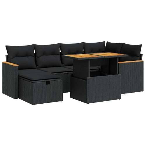 Vrtna garnitura - 8-dijelni set vrtnih sofa od poliratana s jastucima crni - Crna sa spremištem 1 Cijena