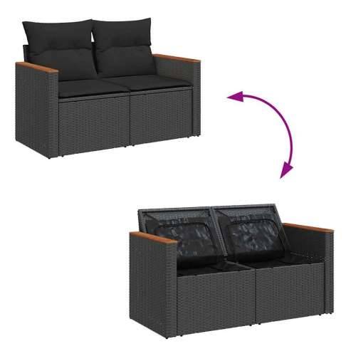 Vrtna garnitura - 8-dijelni set vrtnih sofa od poliratana s jastucima crni - Crna sa spremištem 1 Cijena