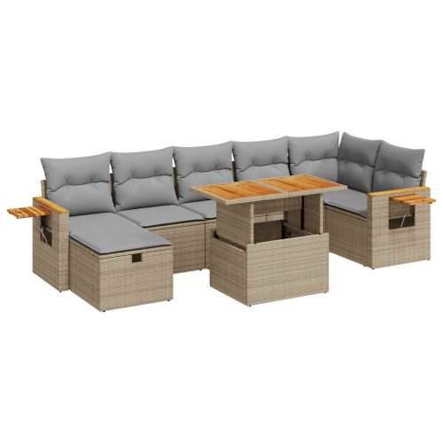 5-dijelni vrtni set sofa s jastucima bež od poliratana - bež i siva sa spremištem 1 Cijena