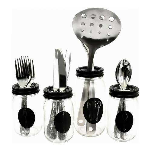Organizator Pribora za Jelo Vivalto Crna Providan Metal Staklo 9 x 9 x 17 cm Cijena
