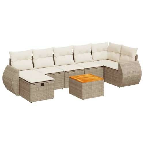 Vrtna garnitura - 8-dijelni set vrtnih sofa od poliratana s jastucima bež - bež i krem stol + 3x srednja + 3x kutna + tabure 1 Cijena