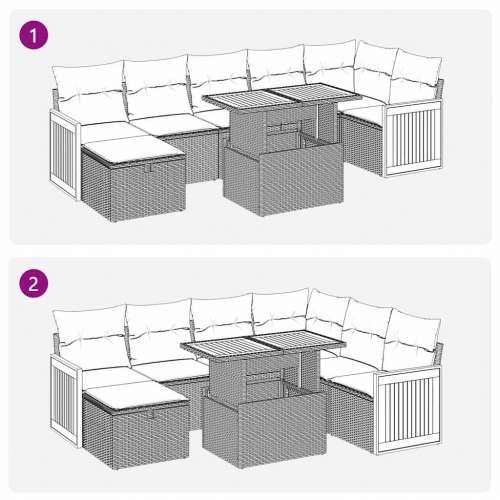 5-dijelni vrtni set sofa s jastucima bež od poliratana - bež i krem sa spremištem 1 Cijena