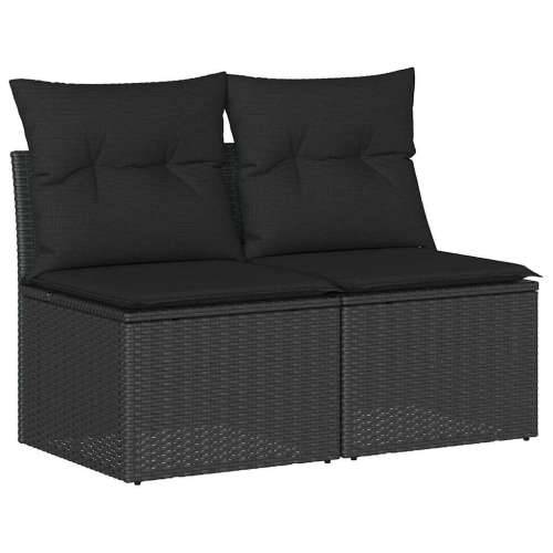 Vrtna garnitura - 2-dijelni set vrtnih sofa s jastucima crni od poliratana bagrem - Crna sa spremištem 1 Cijena