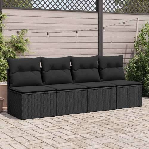Vrtna garnitura - 2-dijelni set vrtnih sofa s jastucima crni od poliratana bagrem - Crna sa spremištem 1 Cijena
