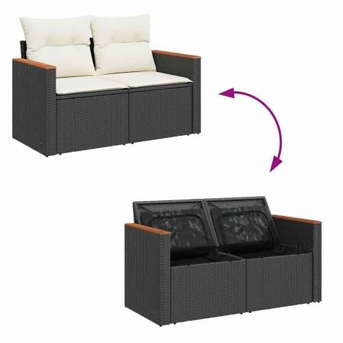 Vrtna garnitura - 8-dijelni set vrtnih sofa od poliratana s jastucima crni bagrem - Crna i krem sa spremištem 1 Cijena