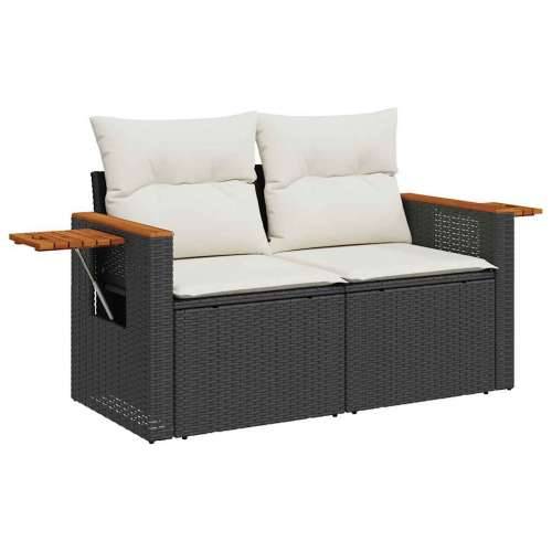 Vrtna garnitura - 9-dijelni set vrtnih sofa s jastucima crni od poliratana bagrem - Crna i krem sa spremištem 1 Cijena