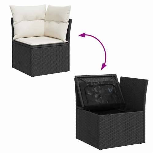 Vrtna garnitura - 9-dijelni set vrtnih sofa s jastucima crni od poliratana bagrem - Crna i krem sa spremištem 1 Cijena