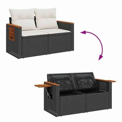 Vrtna garnitura - 9-dijelni set vrtnih sofa s jastucima crni od poliratana bagrem - Crna i krem sa spremištem 1 Cijena