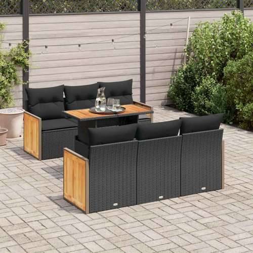 Vrtna garnitura - 7-dijelni set vrtnih sofa od poliratana s jastucima crni bagrem - Crna 1 Cijena