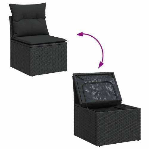 Vrtna garnitura - 9-dijelni set vrtnih sofa s jastucima crni od poliratana - Crna sa spremištem 1 Cijena
