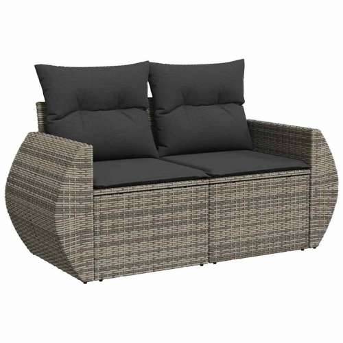 Vrtna garnitura - 7-dijelni set vrtnih sofa sivi od poliratana - Siva sa spremištem 1 Cijena