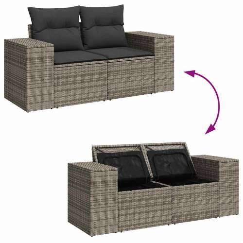 Vrtna garnitura - 8-dijelni set vrtnih sofa od poliratana s jastucima sivi - Siva sa spremištem 8 Cijena