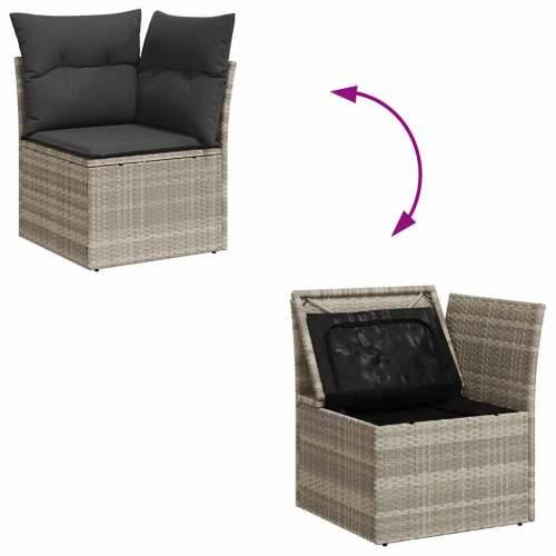 Vrtna garnitura - 8-dijelni set vrtnih sofa od poliratana s jastucima svjetlosivi - Svjetlosiva sa spremištem 8 Cijena