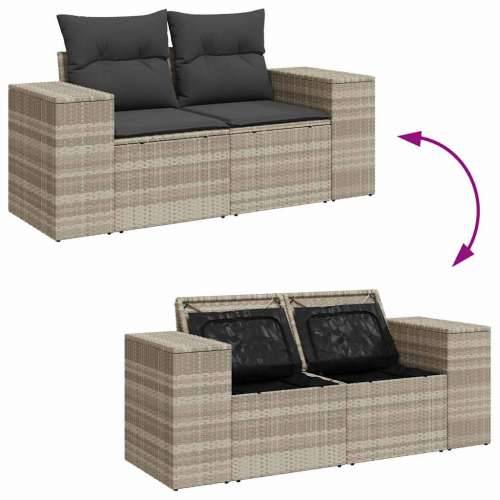 Vrtna garnitura - 8-dijelni set vrtnih sofa od poliratana s jastucima svjetlosivi - Svjetlosiva sa spremištem 8 Cijena