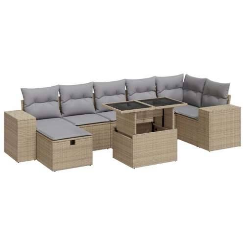 5-dijelni vrtni set sofa s jastucima bež od poliratana - bež i siva sa spremištem 5 Cijena