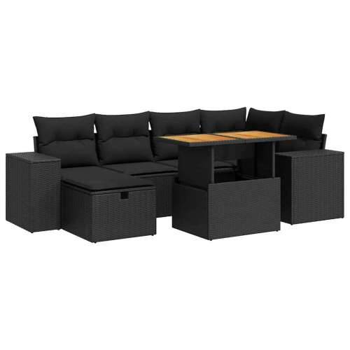 Vrtna garnitura - 8-dijelni set vrtnih sofa od poliratana s jastucima crni bagrem - Crna sa spremištem 8 Cijena