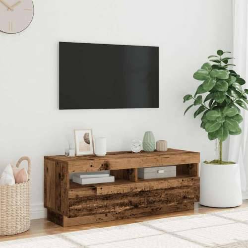 TV ormarić LED boja drva 100x35x40 cm konstruirano drvo - Staro drvo 1 100 cm Cijena