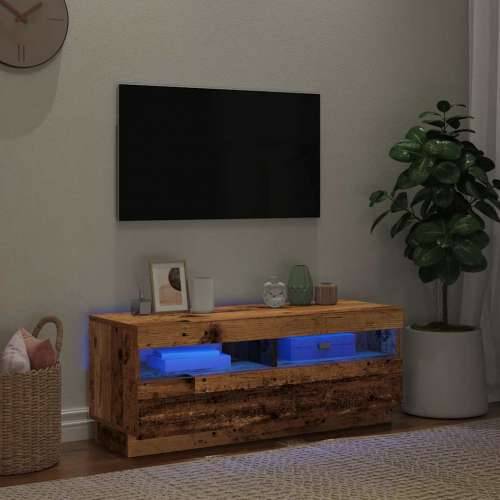 TV ormarić LED boja drva 100x35x40 cm konstruirano drvo - Staro drvo 1 100 cm Cijena