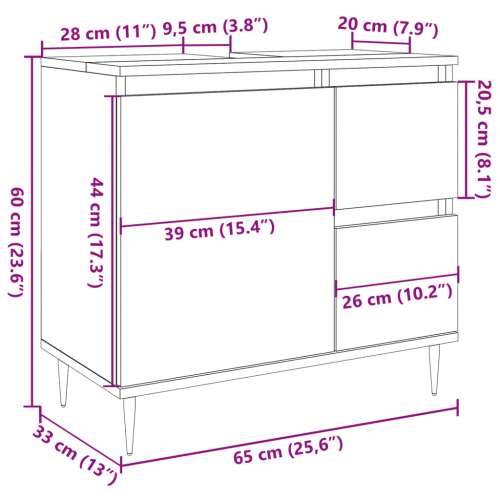 Kupaonski ormarić staro drvo 65x33x60 cm konstruirano drvo - Staro drvo 1 Cijena