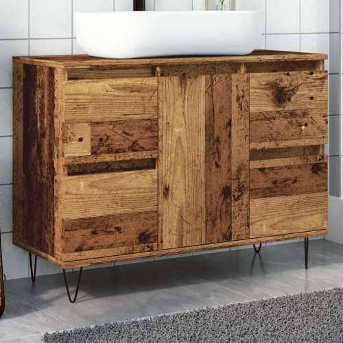 Kupaonski ormarić boja drva 80 x 33 x 60 cm konstruirano drvo - Staro drvo 1 Cijena