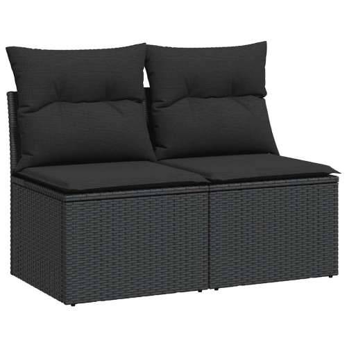 Vrtna garnitura - 2-dijelni set vrtnih sofa s jastucima crni od poliratana bagrem - Crna bez spremišta 1 Cijena
