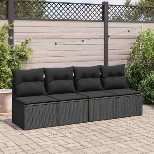 Vrtna garnitura - 2-dijelni set vrtnih sofa s jastucima crni od poliratana bagrem - Crna bez spremišta 1 Cijena