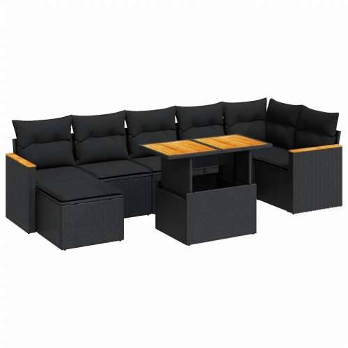 Vrtna garnitura - 8-dijelni set vrtnih sofa od poliratana s jastucima crni bagrem - Crna sa spremištem 1 Cijena