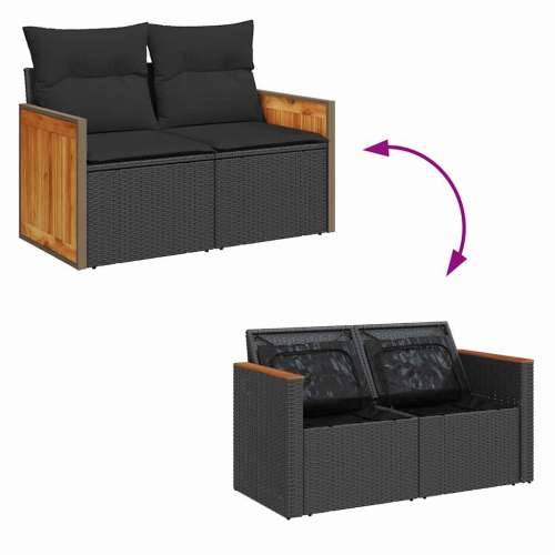 Vrtna garnitura - 7-dijelni set vrtnih sofa od poliratana s jastucima crni bagrem - Crna sa spremištem 1 Cijena