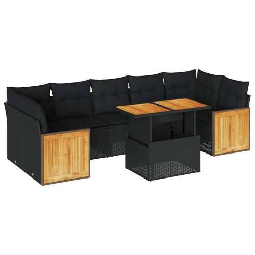 Vrtna garnitura - 8-dijelni set vrtnih sofa od poliratana s jastucima crni bagrem - Crna sa spremištem 1 Cijena