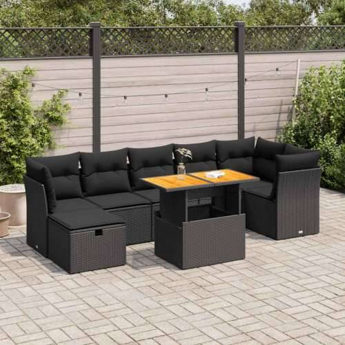 Vrtna garnitura - 8-dijelni set vrtnih sofa od poliratana s jastucima crni bagrem - Crna stol + 3x kutna + 3x srednja + tabure 1 Cijena